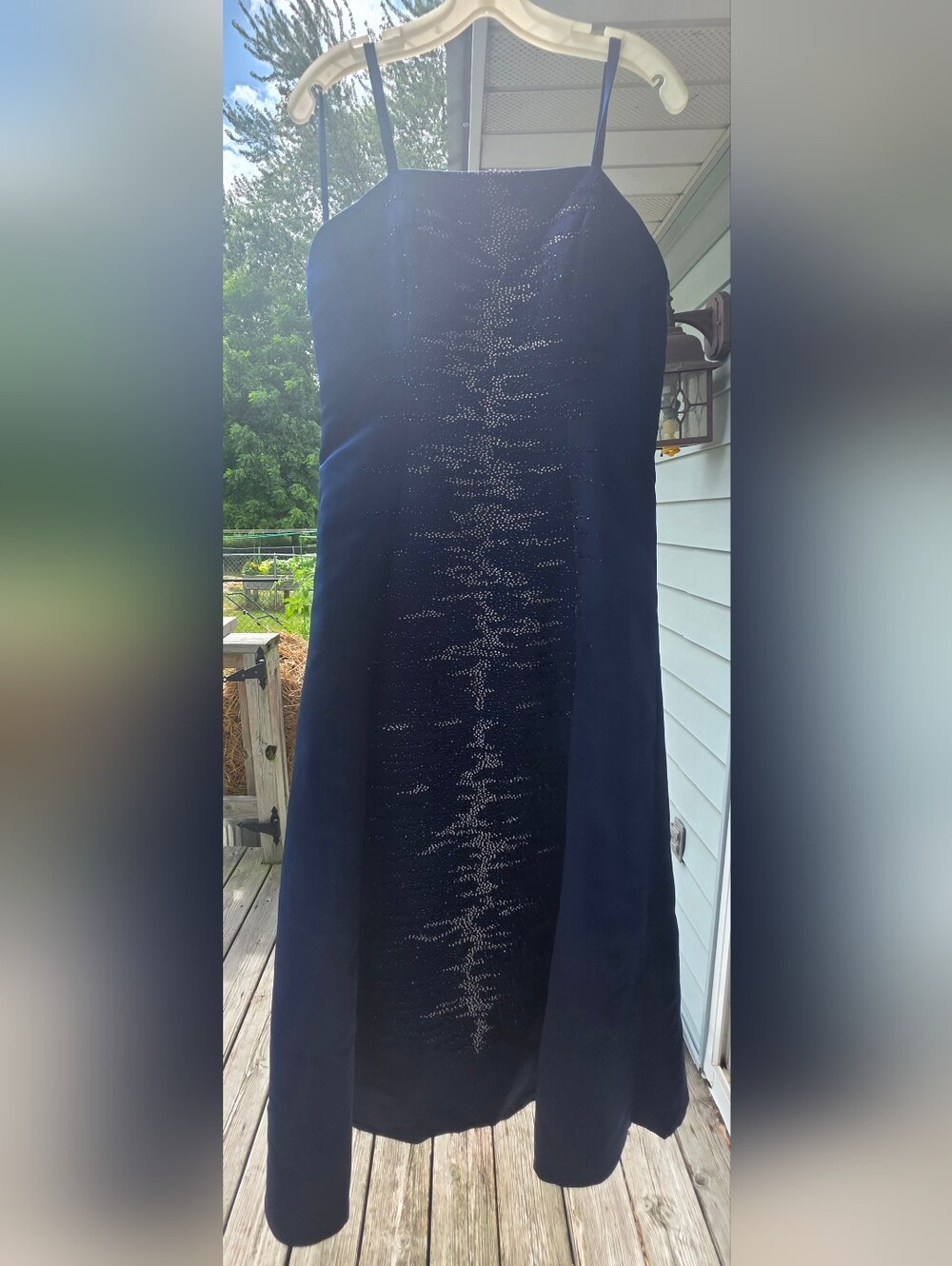 Navy Sequined Prom Dress